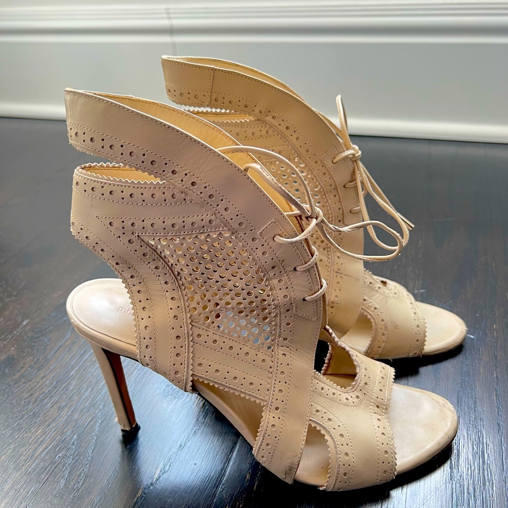 Authentic Roberto Cavalli Nude Leather Sandals